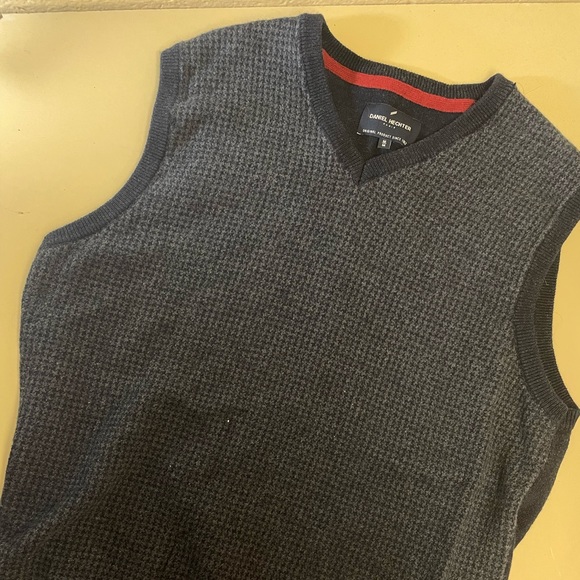 Vintage Daniel Hetcher Paris Sweater Vest Original Dark Blue Navy & Grey - Picture 2 of 5